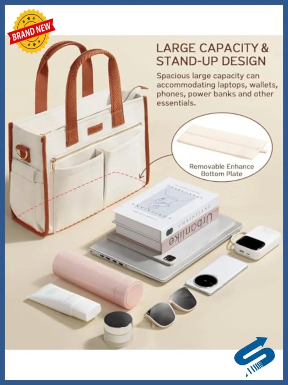 Canvas Tote Bag with 15 Pockets Laptop Crossbody Work Teacher Nurse Travel Bag
